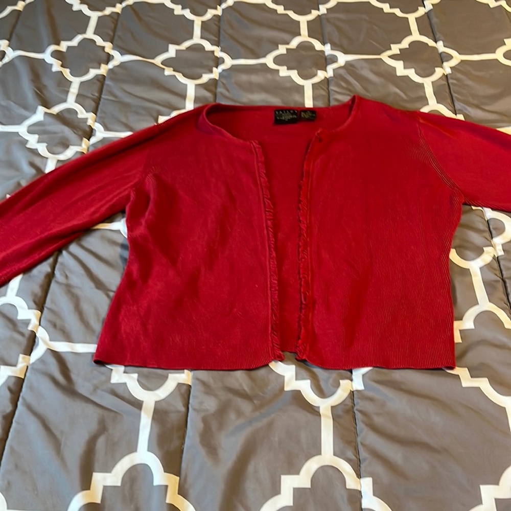 Taylor B Moss red cardigan